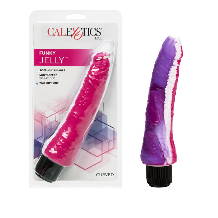 Funky Jelly Curved Vibrator - Multi-Colored