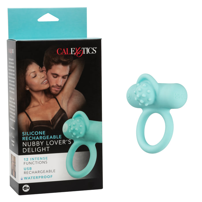 Couple's Enhancers Silicone Rechargeable Nubby Lover's Delight - Teal