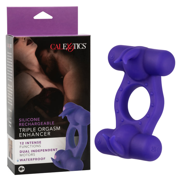 Couple's Enhancers Silicone Rechargeable Triple Orgasm Enhancer - Purple