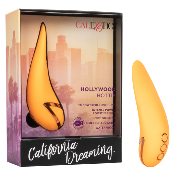 California Dreaming Hollywood Hottie Rechargeable Silicone Compact Vibrator - Orange