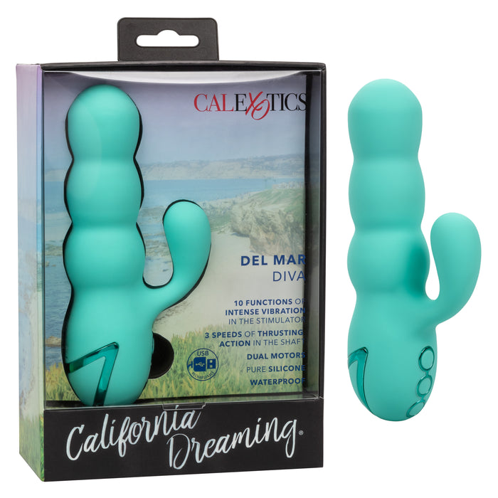 California Dreaming Del Mar Rechargeable Silicone Dual Stimulator - Teal