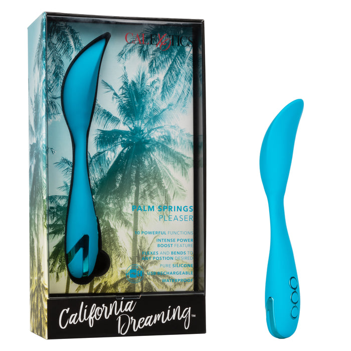 California Dreaming Palm Springs Pleaser Rechargeable Silicone Contoured Vibrator - Blue