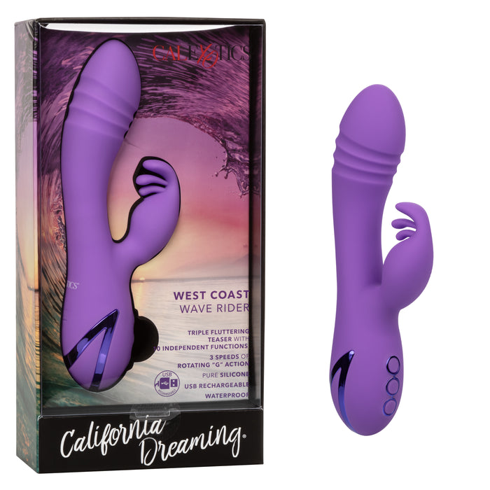 California Dreaming West Coast Wave Rider Silicone Rechargeable Rabbit Vibrator - Purple