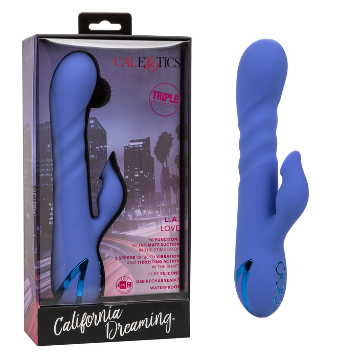 California Dreaming L.A. Love Rechargeable Silicone Vibrator with Clitoral Stimulator - Blue