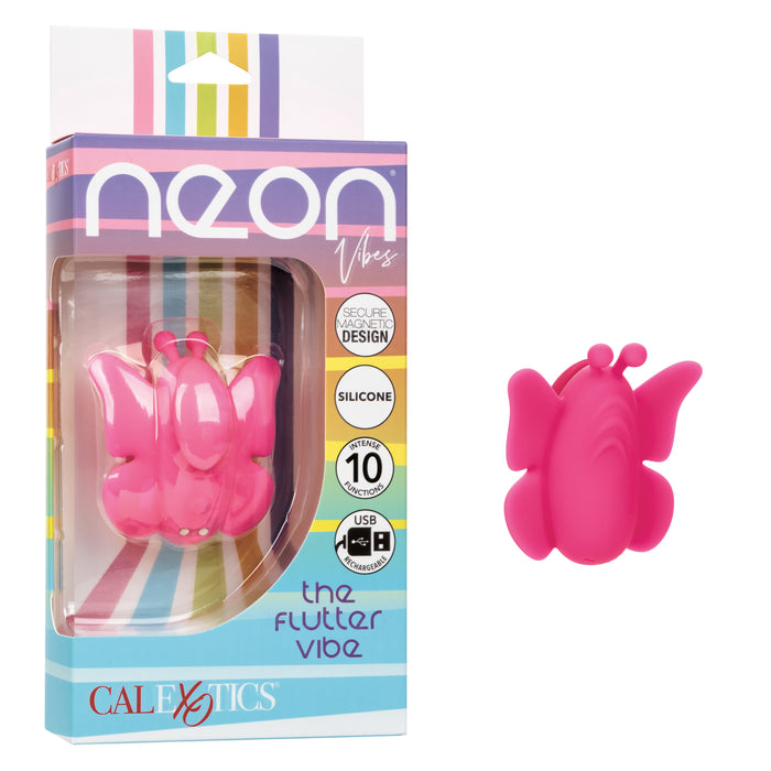 Neon Vibes The Flutter Vibe Rechargeable Silicone Butterfly Panty Vibe - Pink