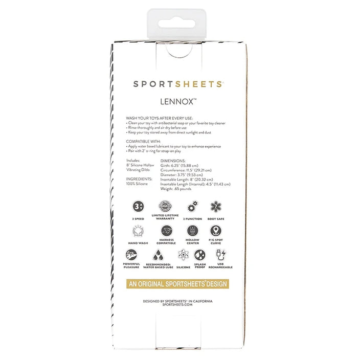 Sportsheets Nexus Collection LENNOX Silicone Hollow Vibrating Sheath Rechargeable Dildo 8in - Green