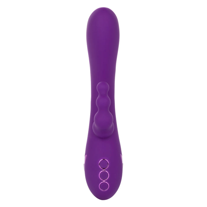 California Dreaming Long Beach Bootylicious Rechargeable Silicone Dual Penetrating Rabbit Vibrator - Purple
