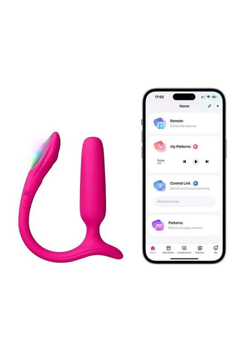 Lovense Lush Rechargeable App Compatible Silicone Vibrating Light Up Anal Plug - Pink