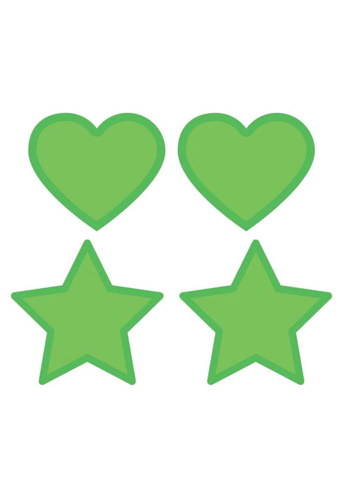 GREEN GLOW IN THE DARK HEARTS & STARS