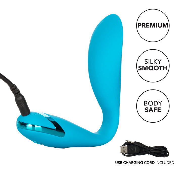California Dreaming Palm Springs Pleaser Rechargeable Silicone Contoured Vibrator - Blue