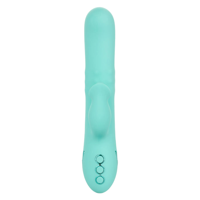 California Dreaming Bel Air Bombshell Rechargeable Silicone Vibrator with Clitoral Stimulator - Blue