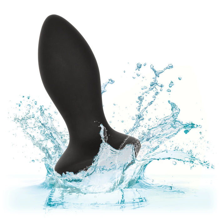 Power Gem Vibrating Petite Crystal Probe Silicone Rechargeable Anal Plug - Black