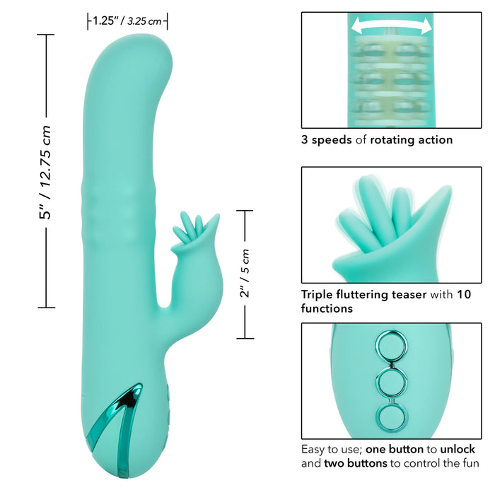California Dreaming Bel Air Bombshell Rechargeable Silicone Vibrator with Clitoral Stimulator - Blue