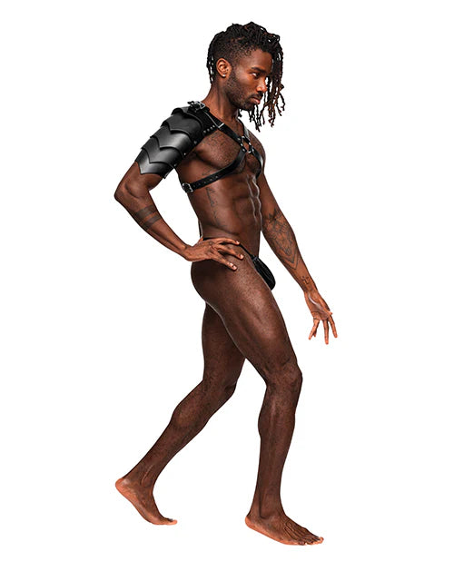 MP593266 O/S Aquarius PU Leather Chest Harness w/Half Sleeve Black