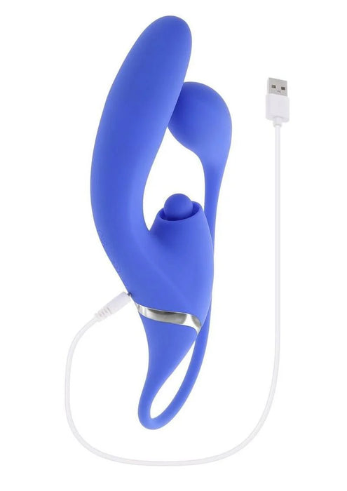 All In Rechargeable Silicone Dual Vibrator - Blue
