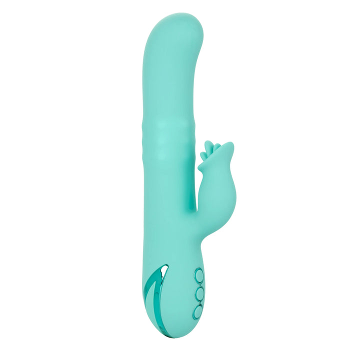 California Dreaming Bel Air Bombshell Rechargeable Silicone Vibrator with Clitoral Stimulator - Blue