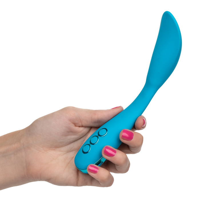 California Dreaming Palm Springs Pleaser Rechargeable Silicone Contoured Vibrator - Blue