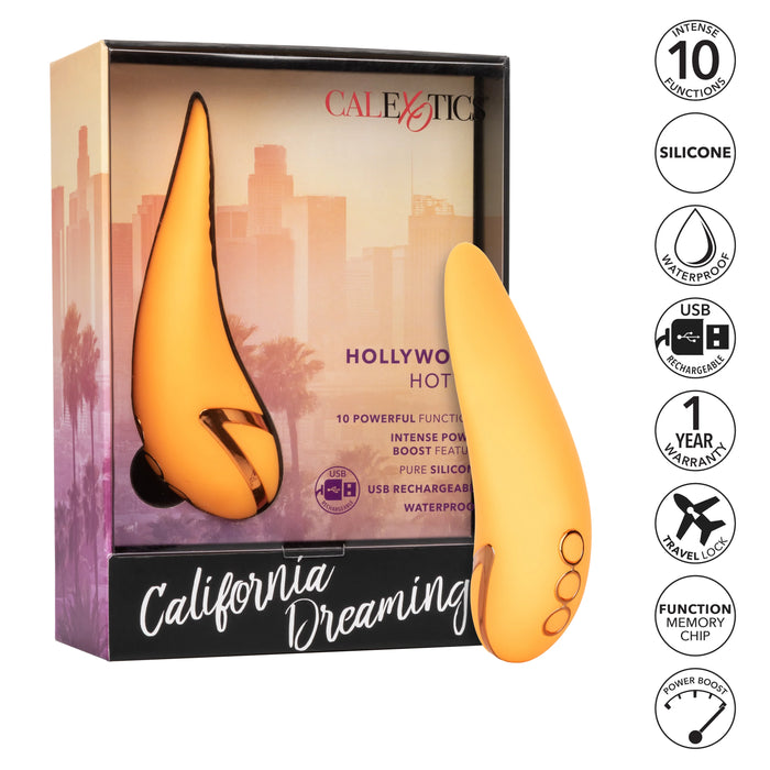 California Dreaming Hollywood Hottie Rechargeable Silicone Compact Vibrator - Orange