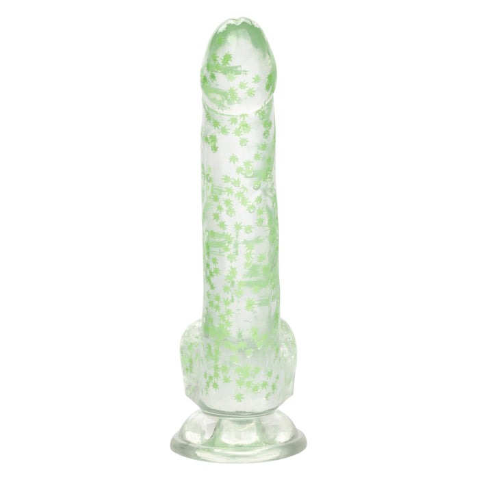 Naughty Bits I Leaf Dick Glow-in-The-Dark Weed Leaf Filled Dildo - Green