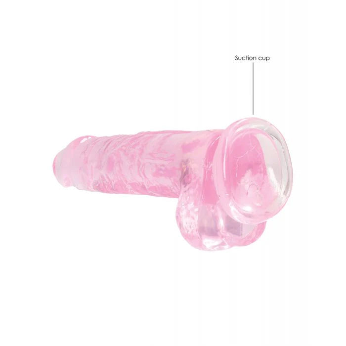 Realistic Crystal Clear 8'' Dildo w/Balls - Pink