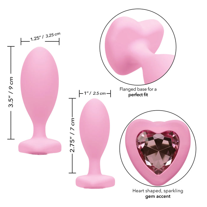 First Time Crystal Booty Duo Silicone Anal Plug (2 Pack) - Pink