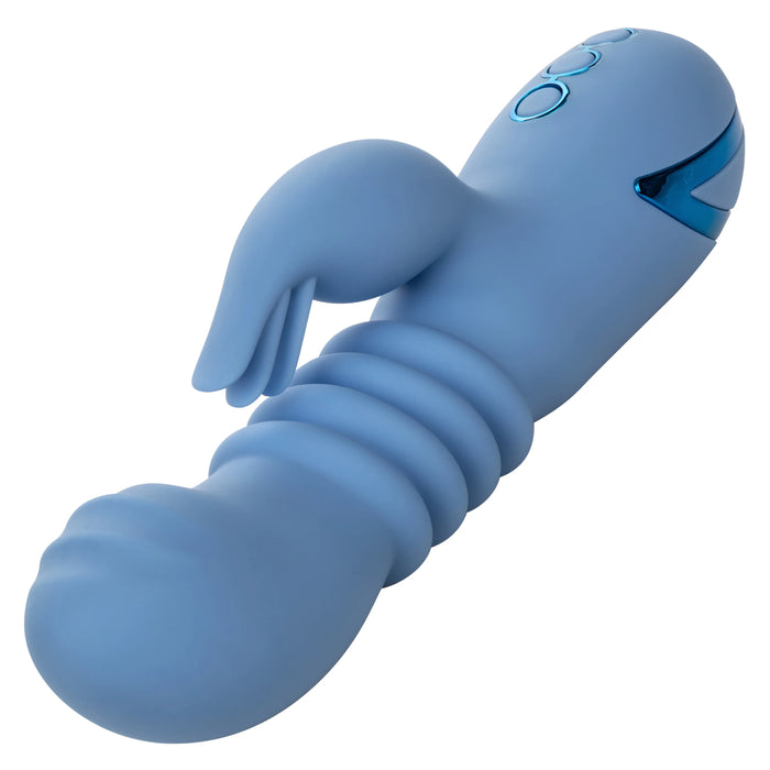 California Dreaming Santa Cruz Coaster Silicone Rechargeable Rabbit Vibrator - Blue