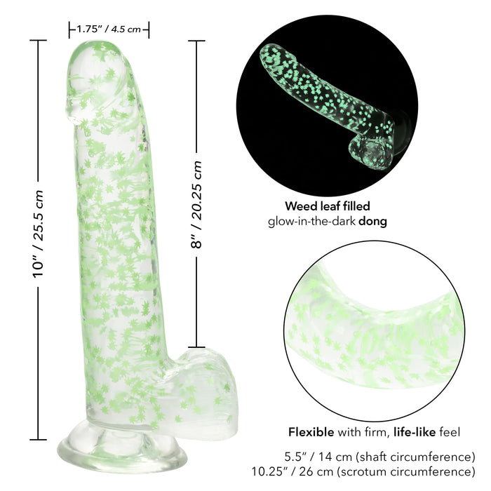 Naughty Bits I Leaf Dick Glow-in-The-Dark Weed Leaf Filled Dildo - Green