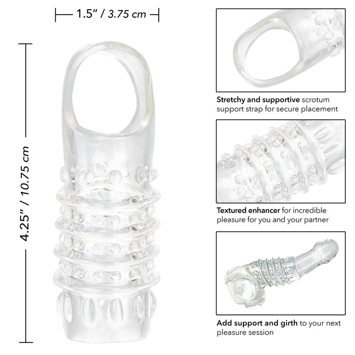 Stimulation Enhancer Textured Penis Sleeve 4.25in - Clear