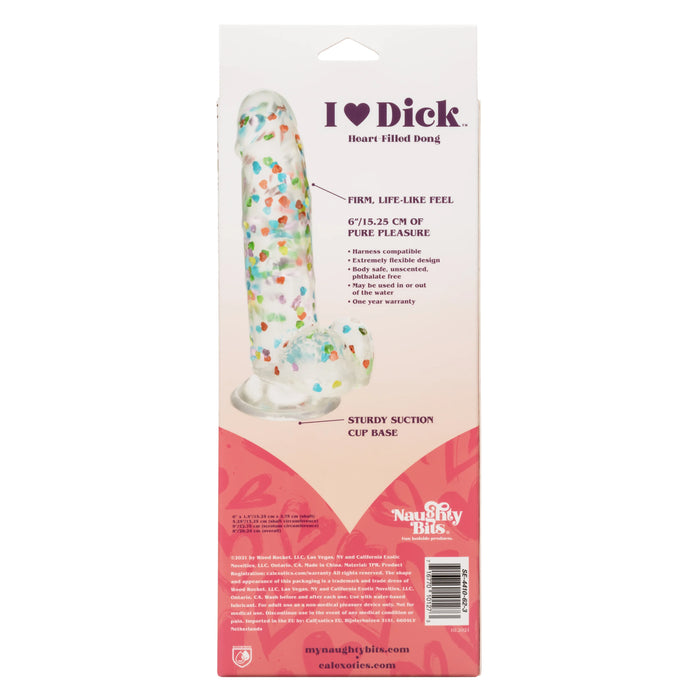 Naughty Bits I Love D Heart-Filled Dong - Clear