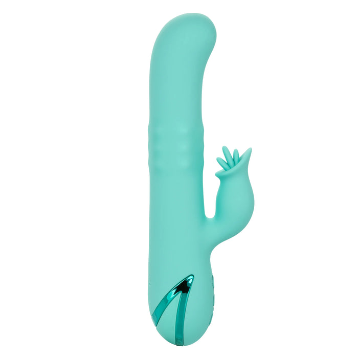 California Dreaming Bel Air Bombshell Rechargeable Silicone Vibrator with Clitoral Stimulator - Blue