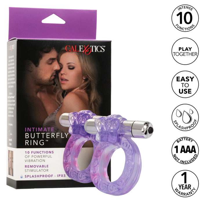 Calexotics Intimate Butterfly Ring Multispeed Micro Stimulator With Erection Enhancer Purple