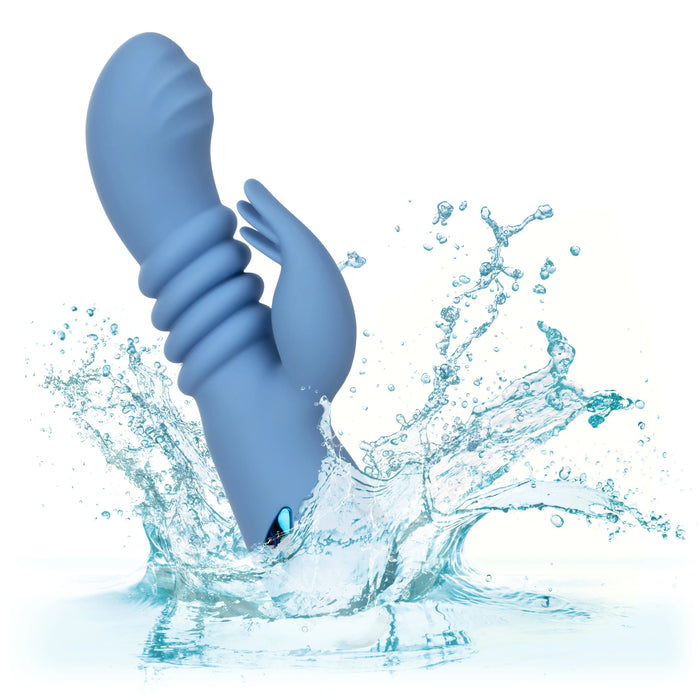 California Dreaming Santa Cruz Coaster Silicone Rechargeable Rabbit Vibrator - Blue