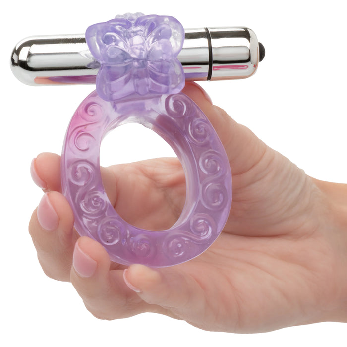 Calexotics Intimate Butterfly Ring Multispeed Micro Stimulator With Erection Enhancer Purple