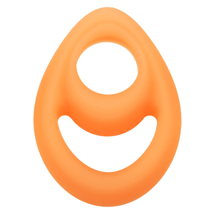 Alpha Glow in the Dark Liquid Silicone Teardrop Dual Ring - Orange