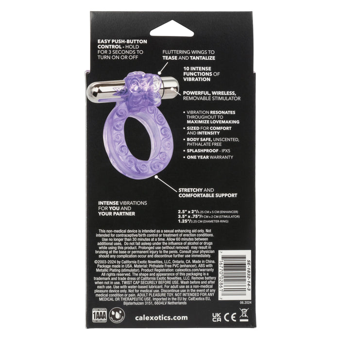 Calexotics Intimate Butterfly Ring Multispeed Micro Stimulator With Erection Enhancer Purple