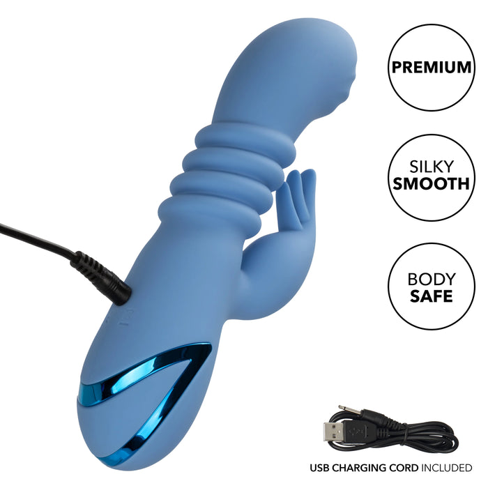California Dreaming Santa Cruz Coaster Silicone Rechargeable Rabbit Vibrator - Blue