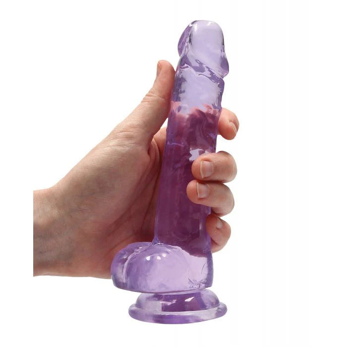 Crystal Clear 7'' Dildo w/Balls - Purple