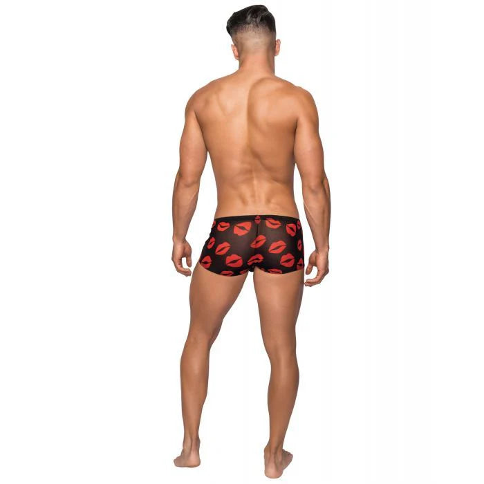 XL Kiss Me Stretch Mesh Mini Short Blk/Rd