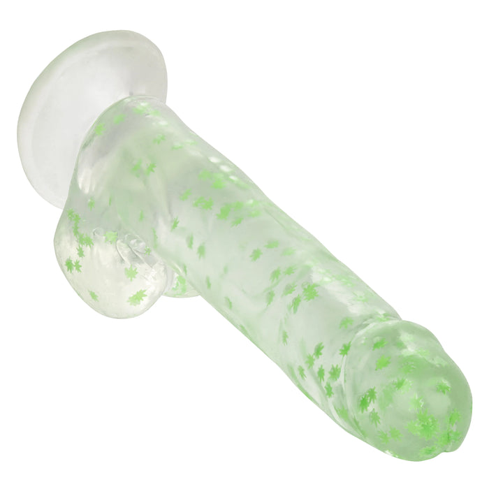 Naughty Bits I Leaf Dick Glow-in-The-Dark Weed Leaf Filled Dildo - Green