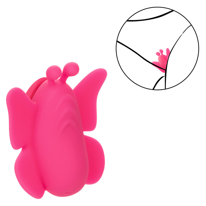 Neon Vibes The Flutter Vibe Rechargeable Silicone Butterfly Panty Vibe - Pink