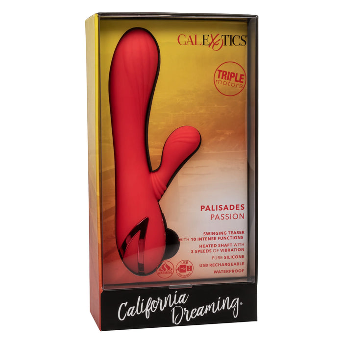 California Dreaming Palisades Passion Rechargeable Silicone Rabbit Vibrator - Red
