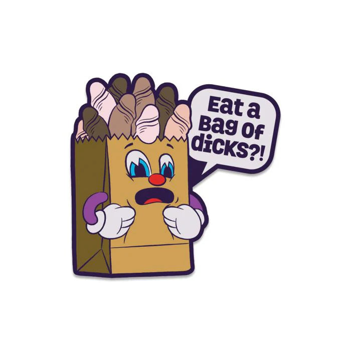 Wood Rocket Fuck Buddies Eat a Bag of Dicks Pin - Multi Color