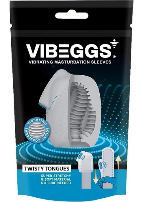 VIBEGGS Twisty Tongues Unisex Masturbation Egg - White/Blue