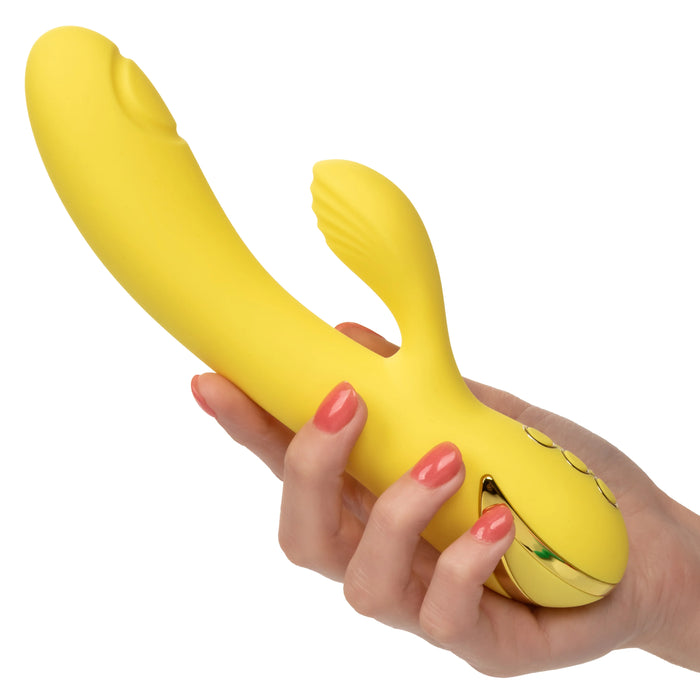 California Dreaming San Diego Seduction Rechargeable Silicone Rabbit Vibrator - Yellow
