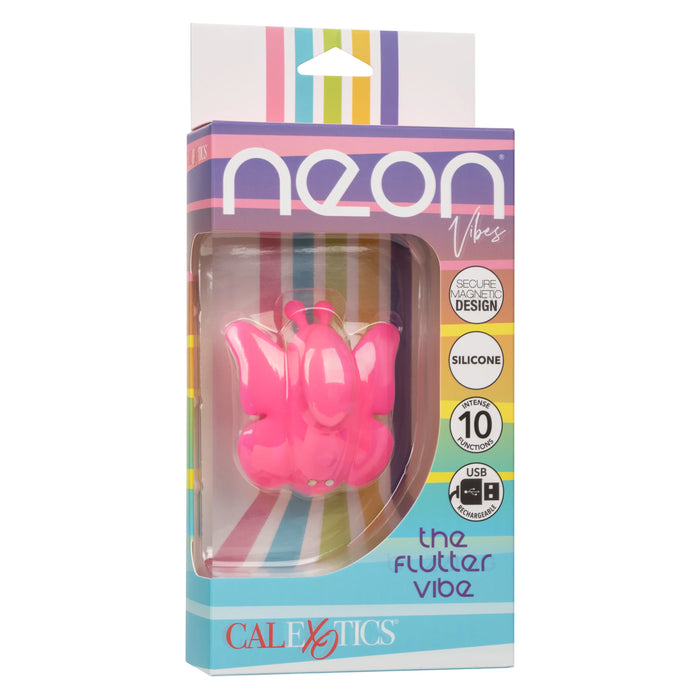 Neon Vibes The Flutter Vibe Rechargeable Silicone Butterfly Panty Vibe - Pink