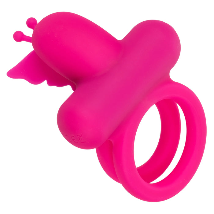 Silicone Rechargeable Dual Butterfly Couples Ring - Pink