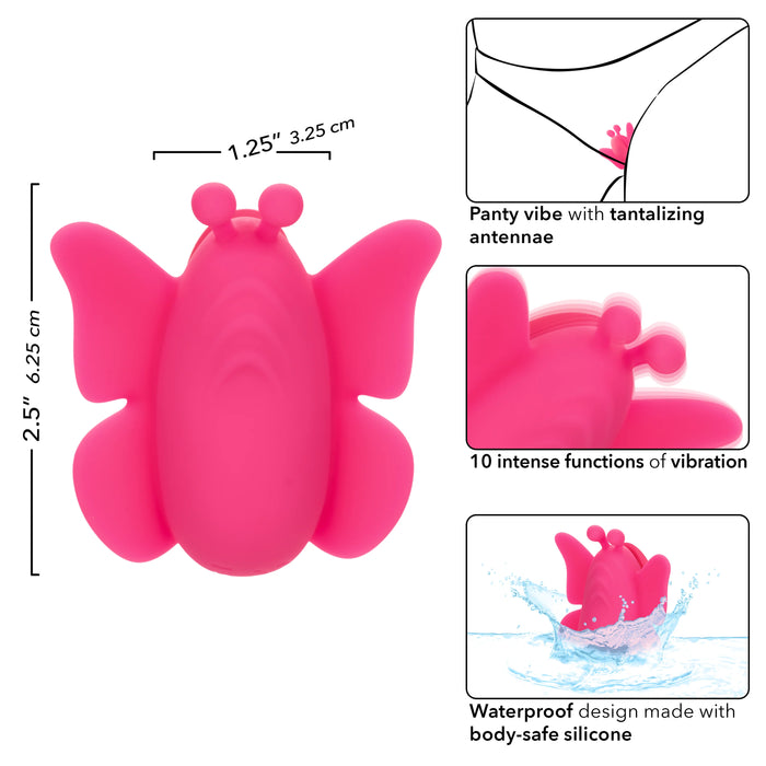Neon Vibes The Flutter Vibe Rechargeable Silicone Butterfly Panty Vibe - Pink