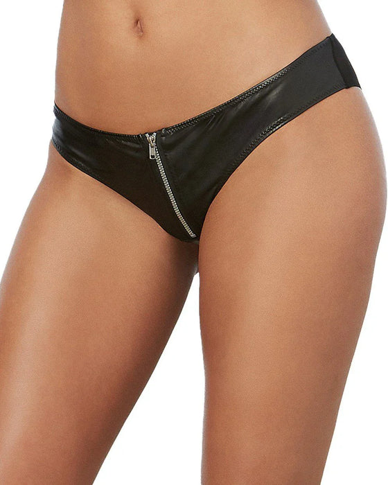 1423 FAUX LEATHER ZIPPER PANTY