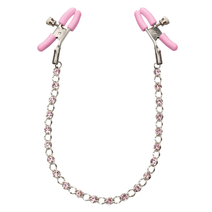 Nipple Play Crystal Chain Nipple Clamps - Pink