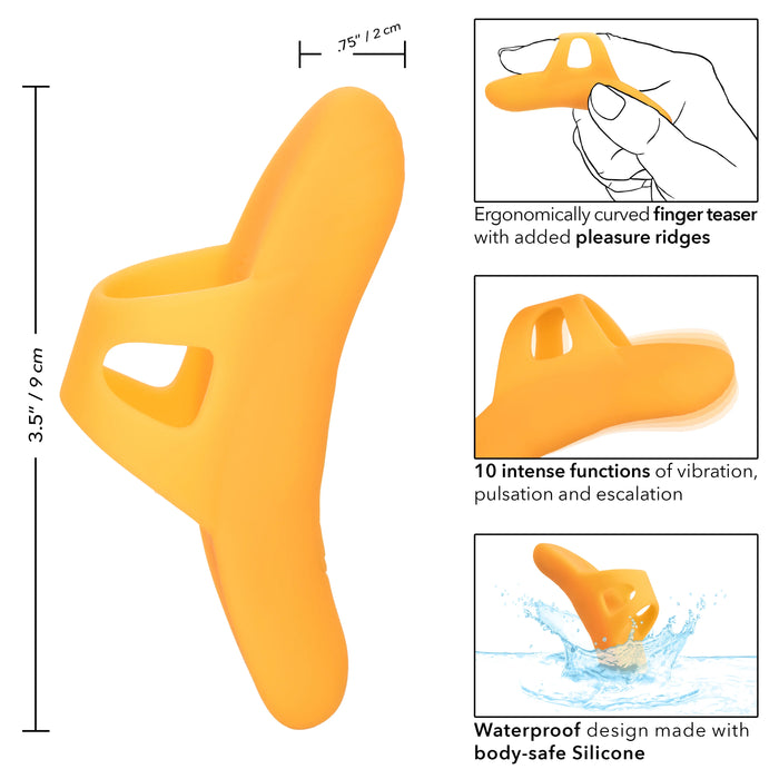 Neon Vibes The Pleasure Vibe Rechargeable Silicone Finger Vibrator - Orange